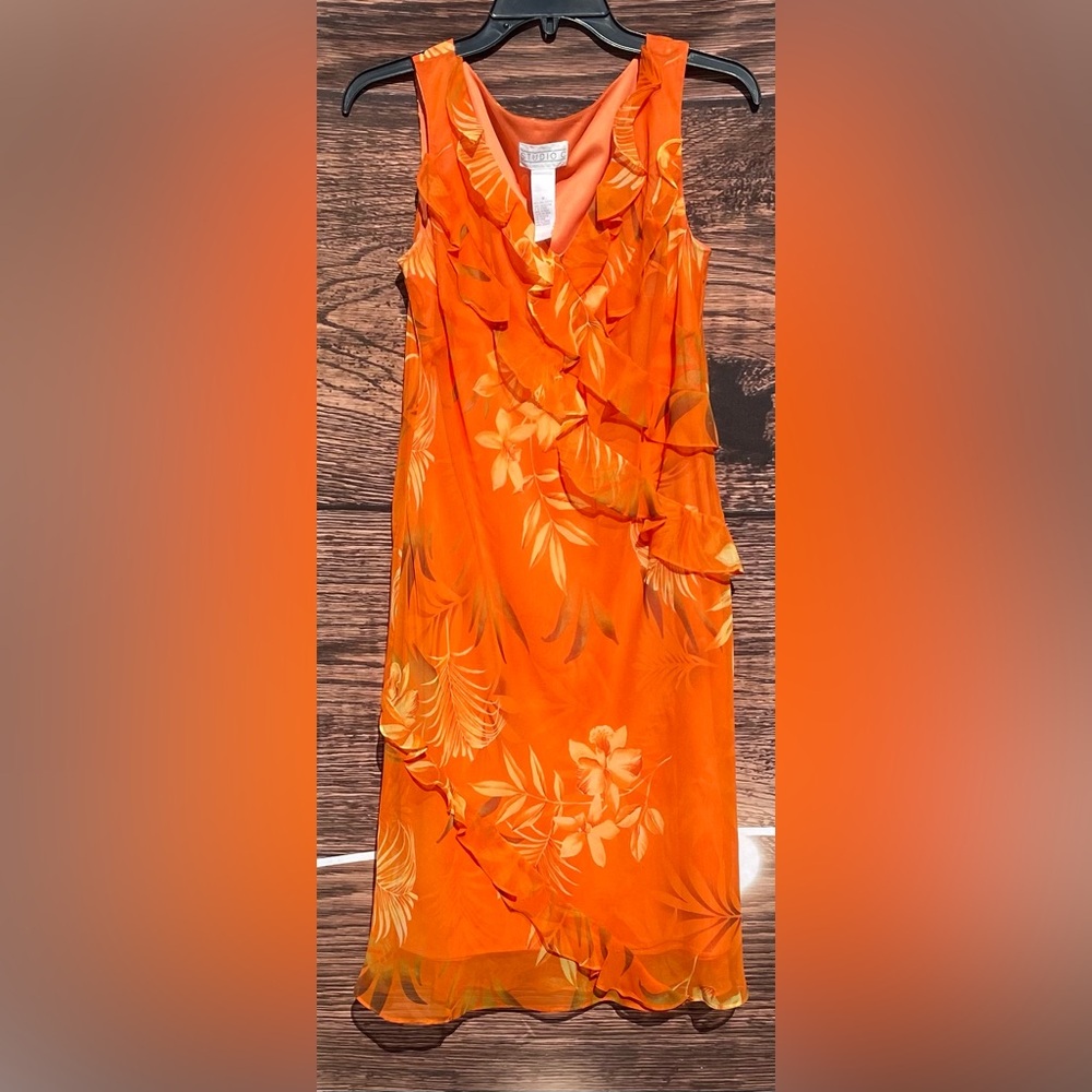 Orange dress with floral design